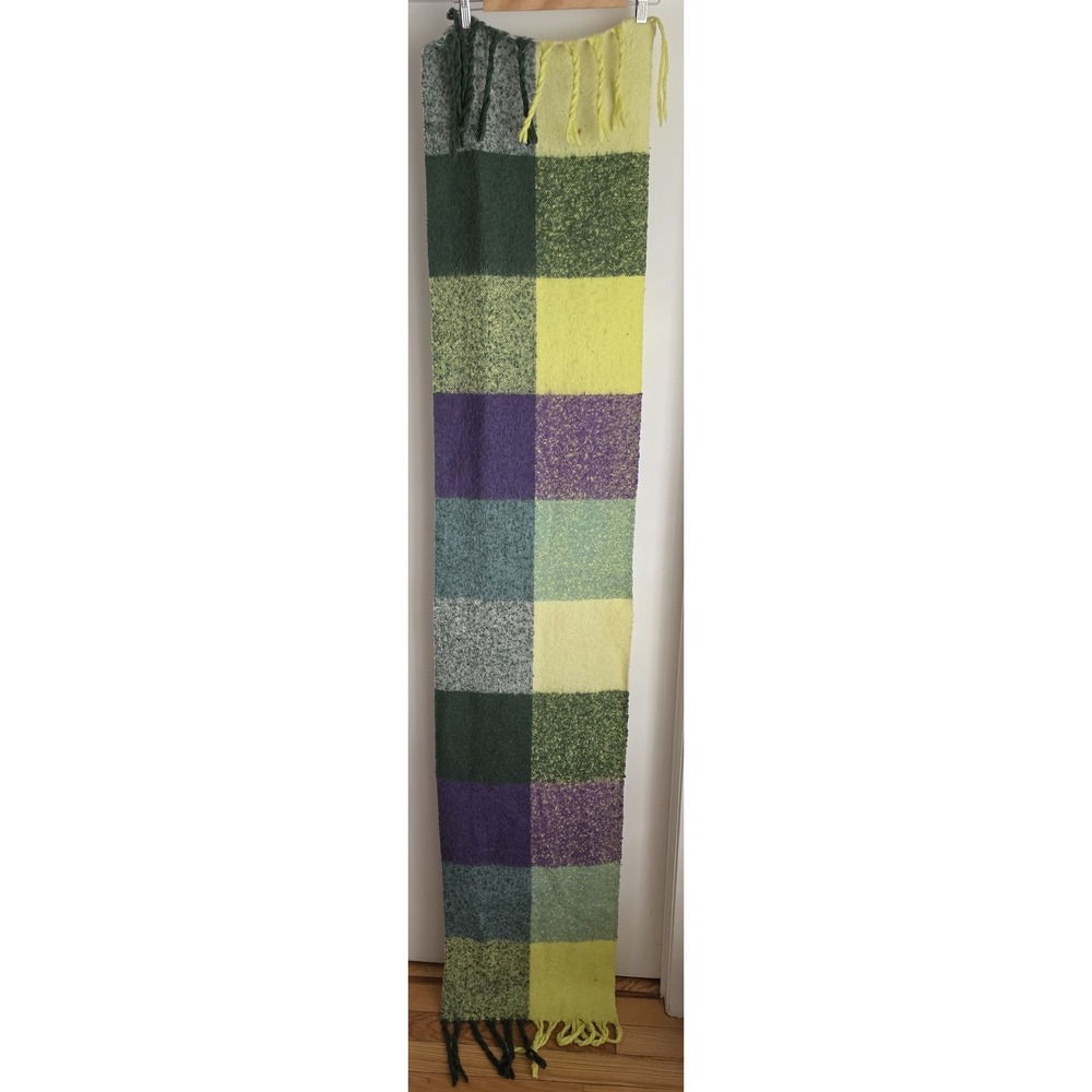 Galeries Lafayette Scarf Multi-Color Check Rectangle Wrap Shawl Stole 16x90in